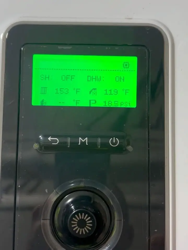 Navien boiler display after the repair